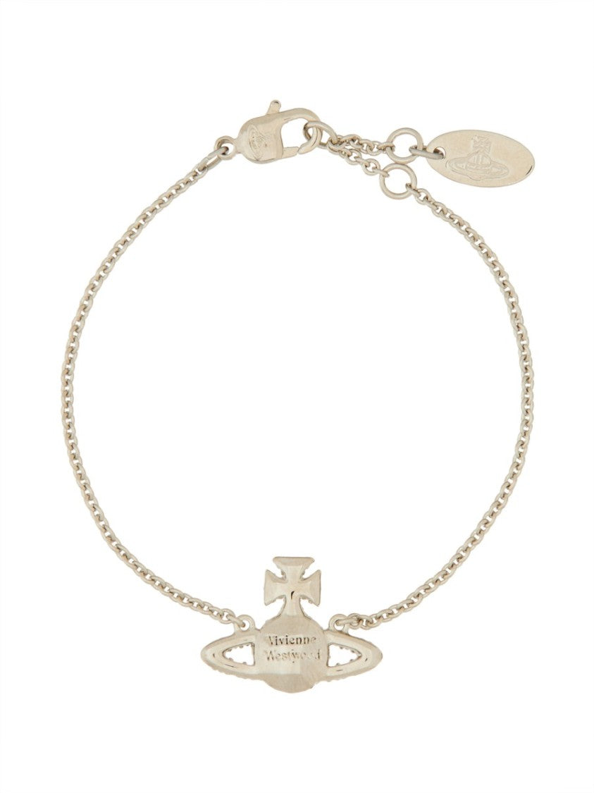 Vivienne Westwood Delicate Silver Bracelet With Orb Emblem