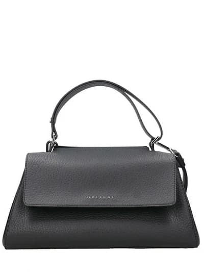 Orciani Hammered Leather Shoulder Bag With Adjustable Strap