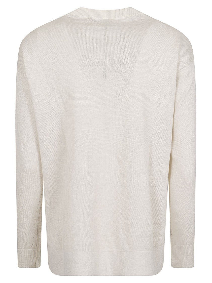Max Mara Relaxed Fit Long-Sleeved Linen Top With Ribbed Cuffs