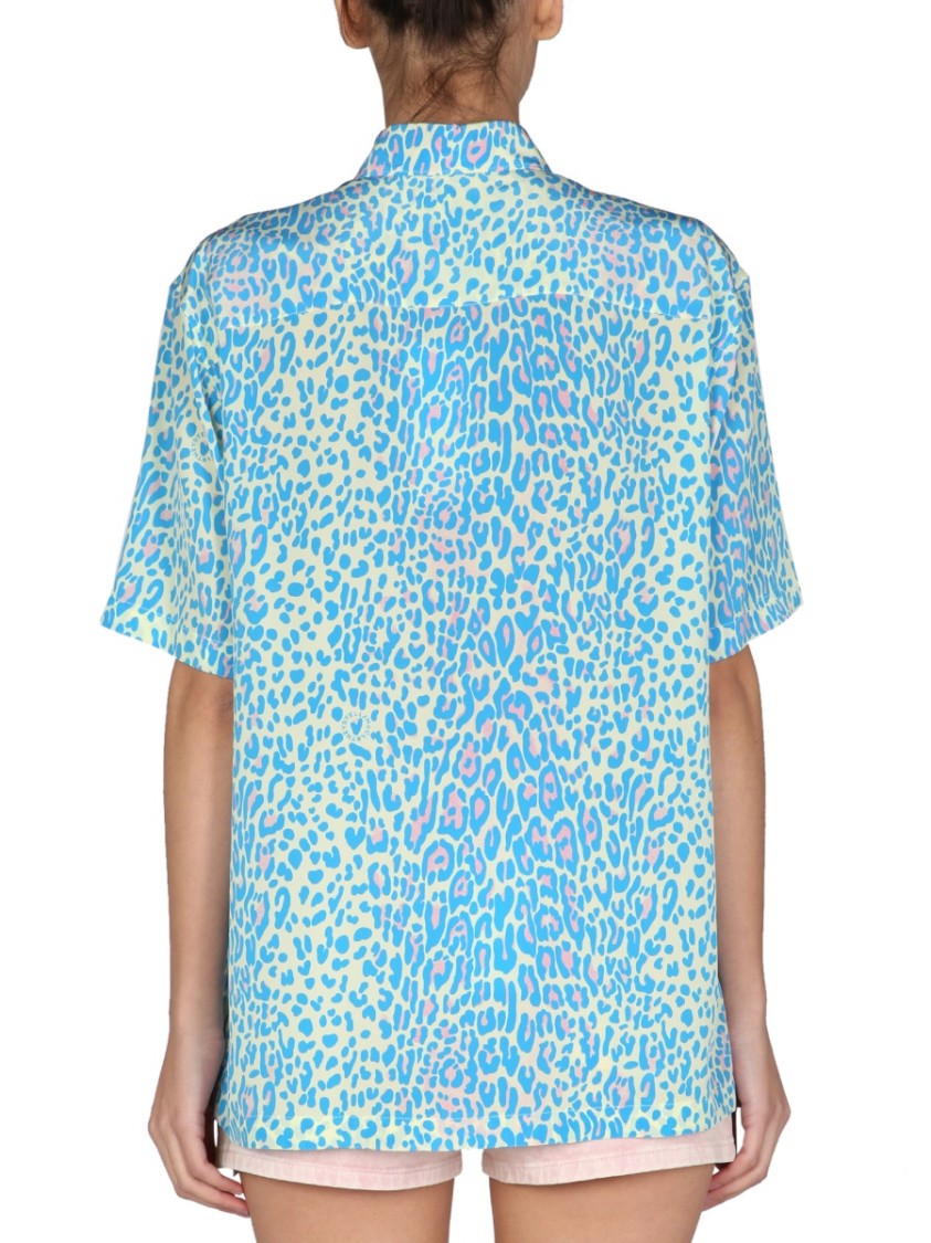 Stella Mccartney Short-Sleeved Silk Top With Pointed Collar