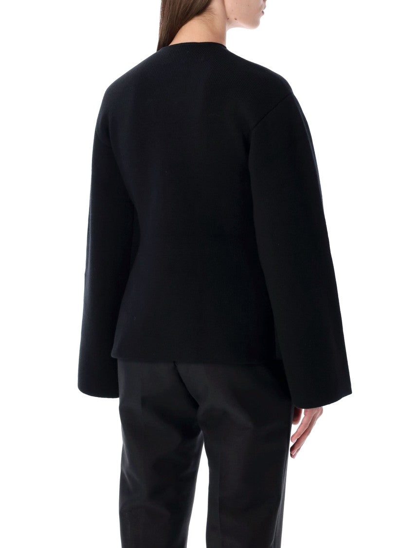 By Malene Birger Structured Wool-Blend Cardigan With Deep V-Neckline