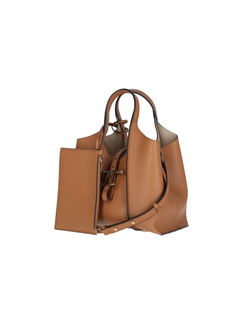 Tod's "T-Timeless" Mini Bag, In Brown Hammered Calfskin