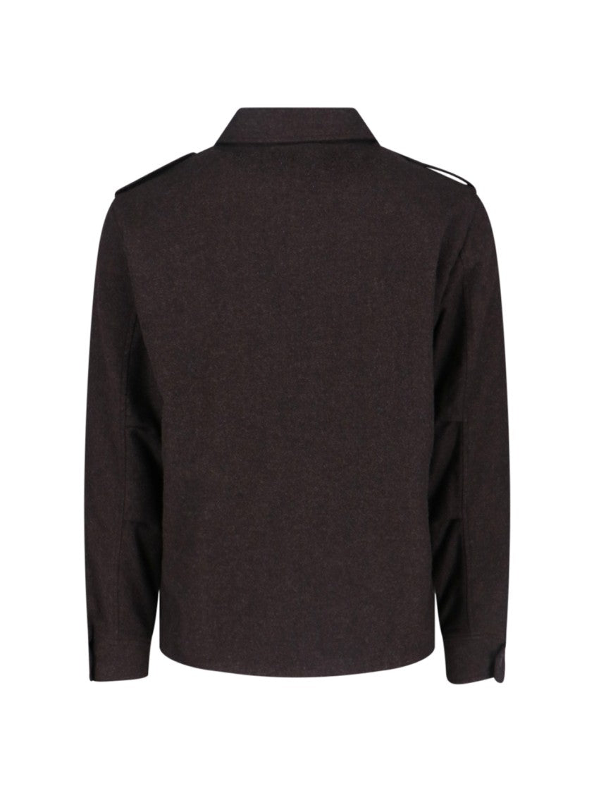 Aspesi Field Shirt In Dark Brown Virgin Wool