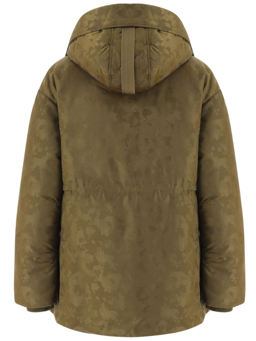 Pinko Camouflage Faux Fur Collar Down Jacket