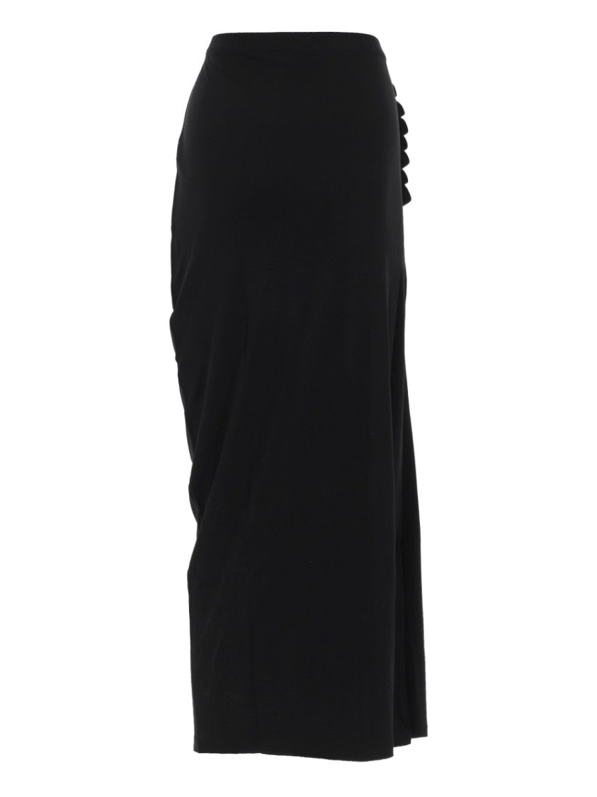 Rabanne Jupe Viscose Button Ruched Midi Skirt