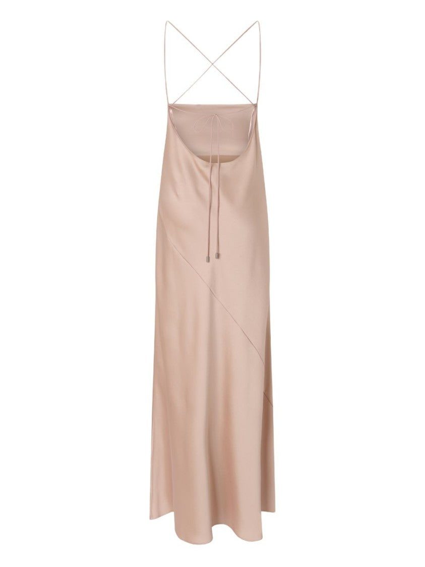 Pinko Satin-Like Midi Dress With Crisscross Back