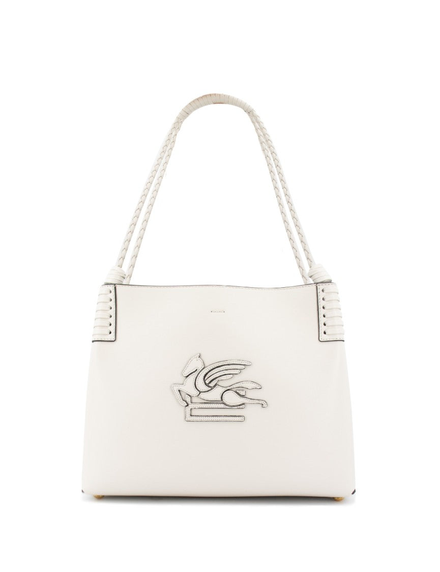 Etro Iconic White Leather Bucket Bag With Internal Clutch