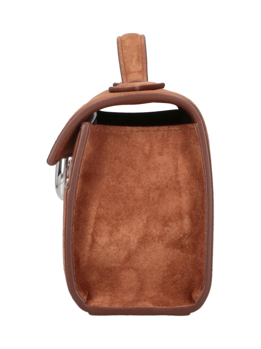 Savette Brown Symmetry Slim Top-Handle Suede Pouch