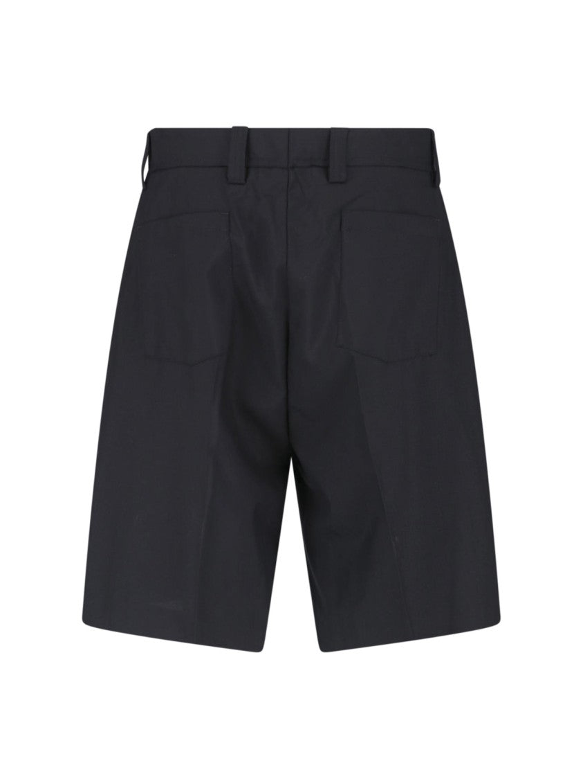 Mfpen Black Classic Straight-Leg Wool Shorts