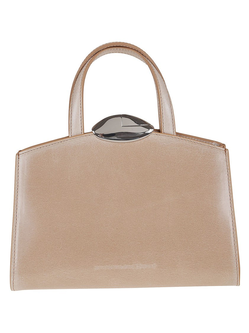 Benedetta Bruzziches Structured Calf Leather Clutch With Rhinestone Detailing