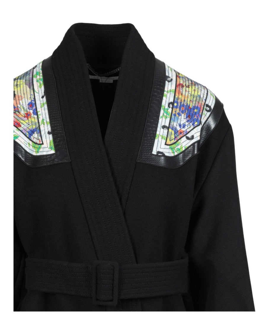 Stella Mccartney Floral-Print Shoulder Patch Belted Coat