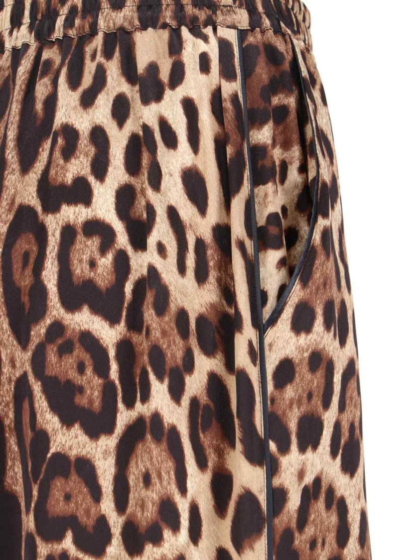 Dolce & Gabbana Multicolor Animal Print Silk Wide-Leg Pants