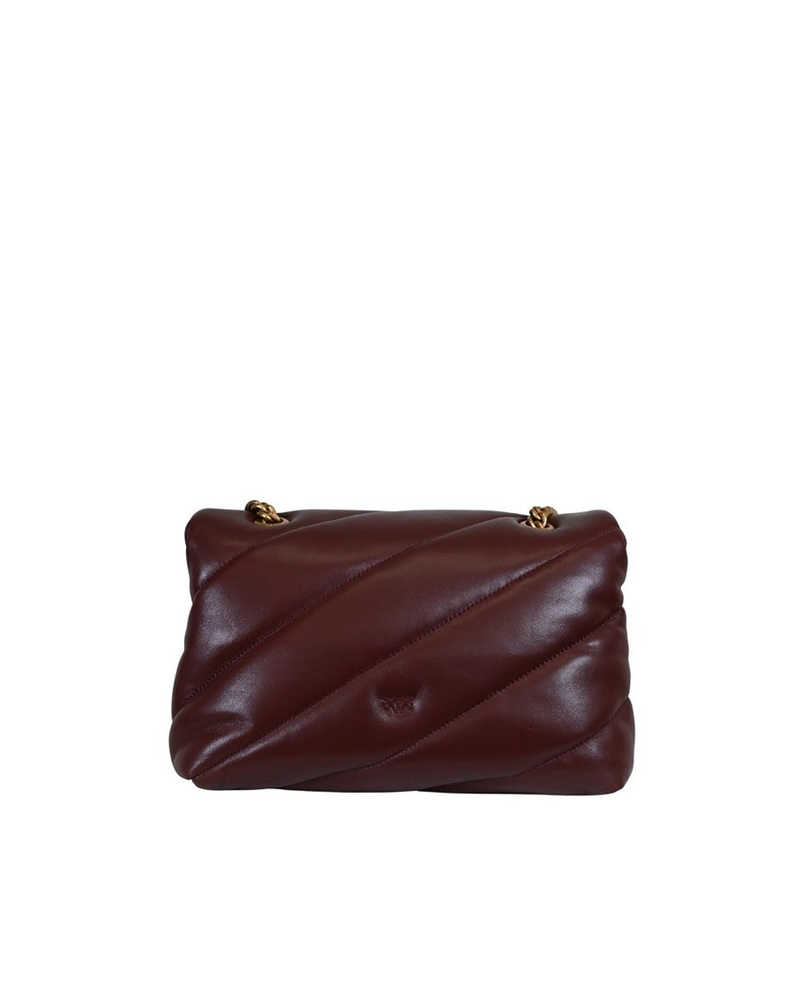 Pinko Love Bag Puff Medium Shoulder Bag Wine Red/Antique Gold