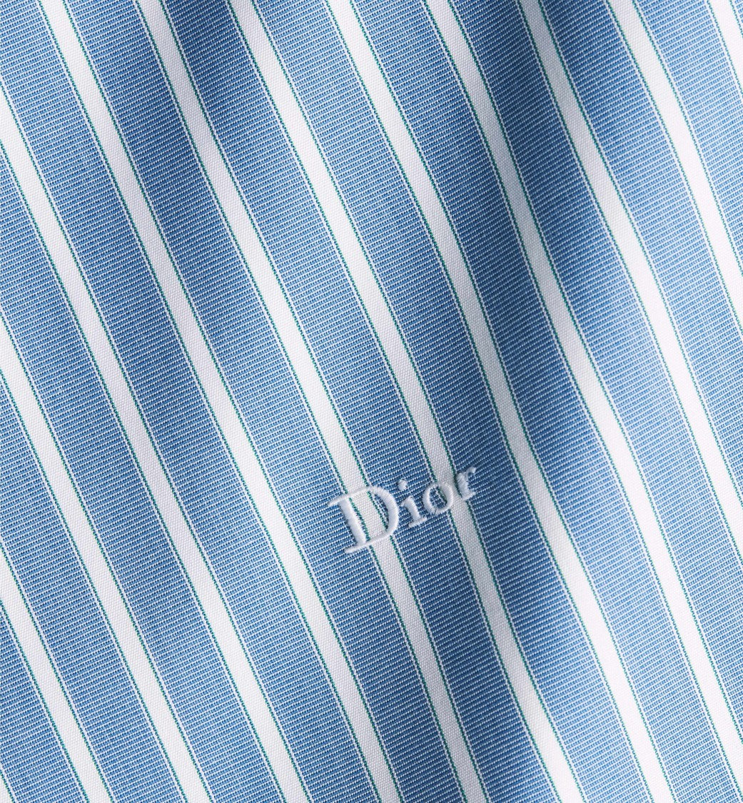 Christian Dior Striped Crisp White Collar Shirt