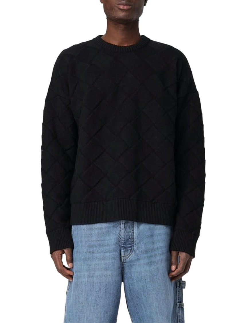 Bottega Veneta Textured Diamond Knitwear With Classic Crew Neckline