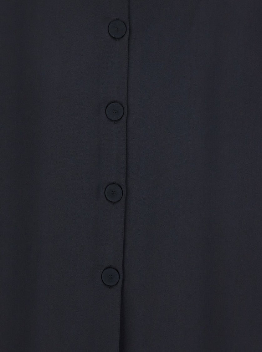 Plain Blue Blouse With Three-Quarter Sleeves