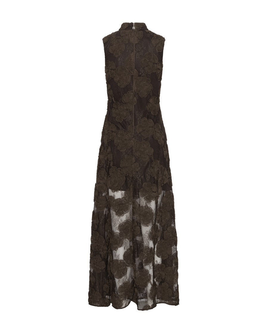 Rotate Molè 3D Flower Mesh Maxi Dress