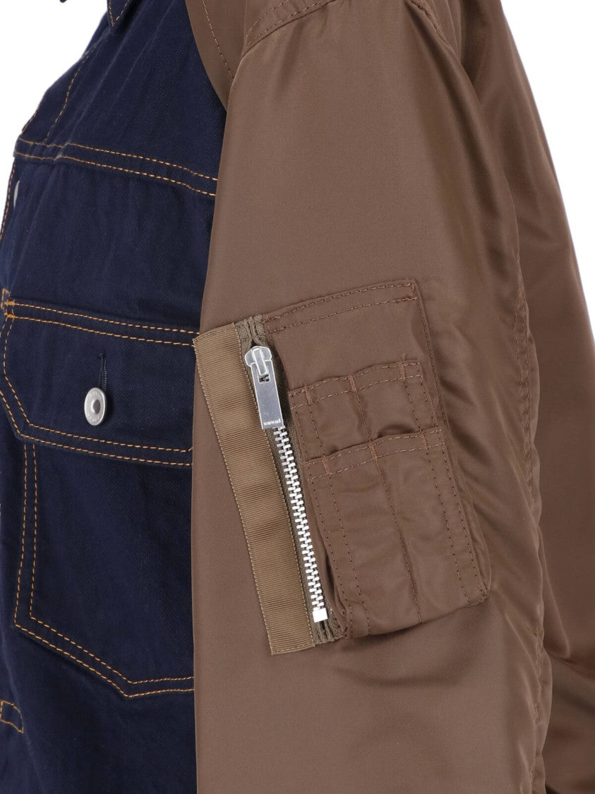 Sacai Blue Denim-Nylon Blend Jacket
