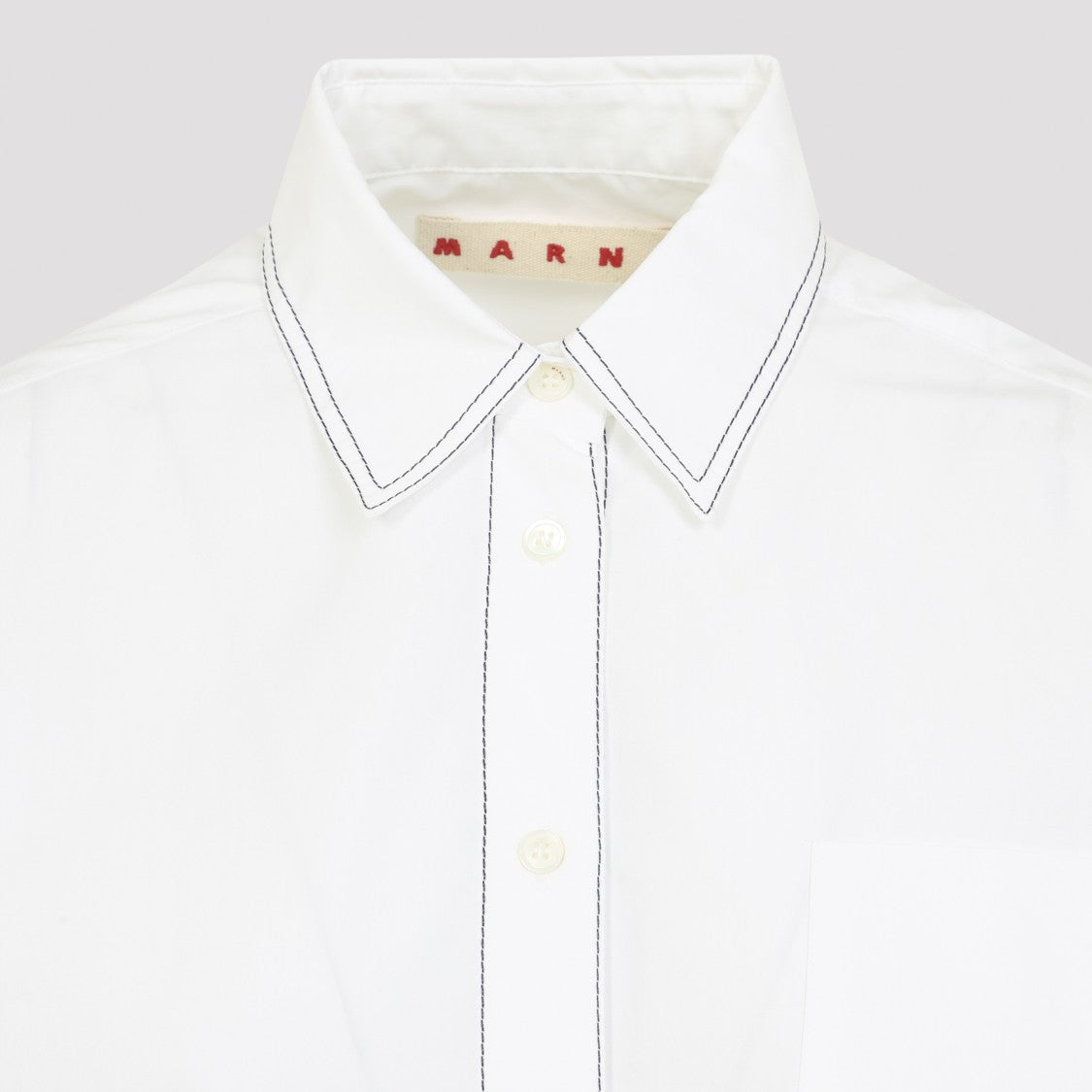 Marni Crisp White Cotton Shirt With Contrasting Stitching