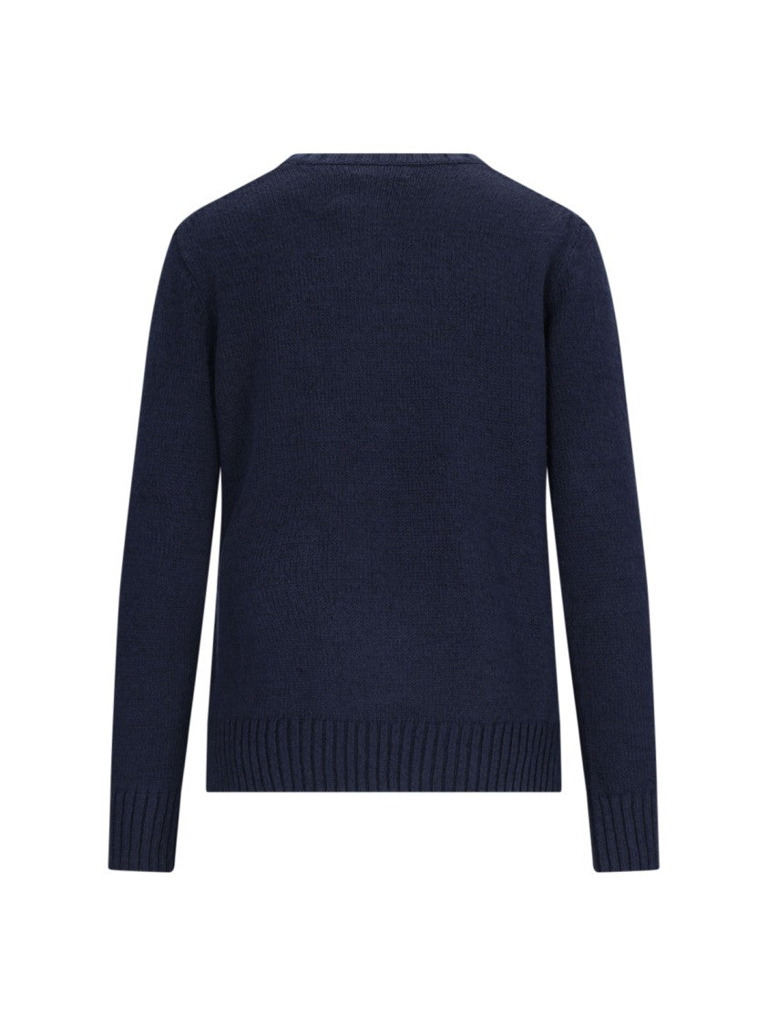 Polo Ralph Lauren Navy Polo Bear Embroidered Knit Sweater