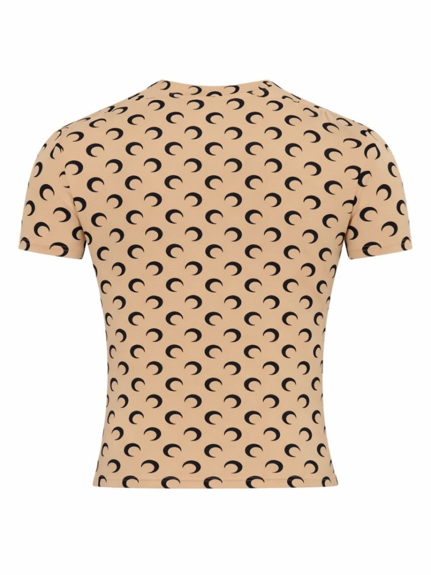Marine Serre Crescent Moon Patterned Slim Fit T-Shirt