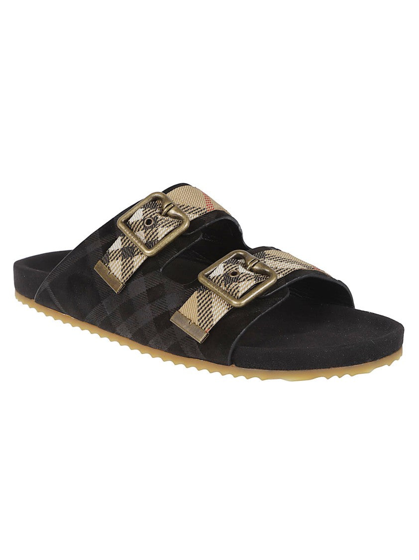Burberry Two-Strap Black Sandals