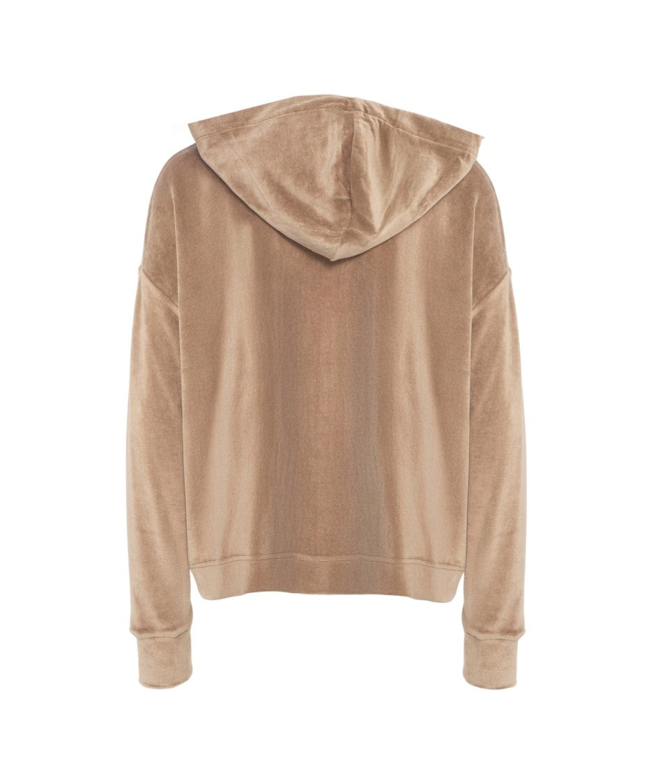 Majestic Filatures Oversized Velvet Hoodie With Zip Closure