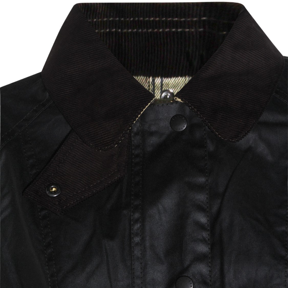 Barbour Classic Matte Black Waxed Jacket With Textured Collar