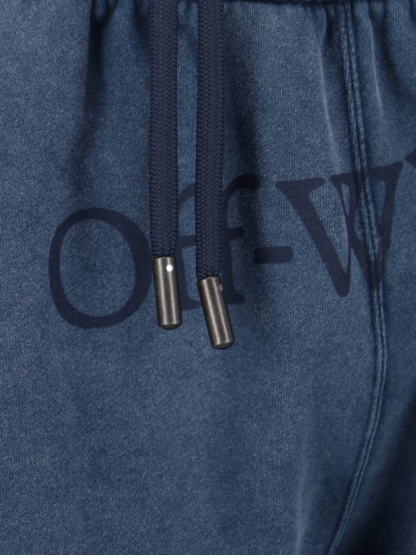 Off-White Blue Mid-Rise Cotton Logo Shorts