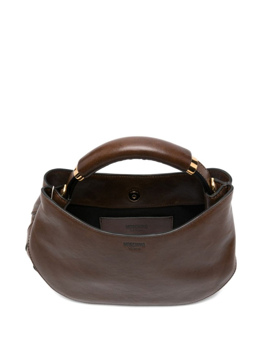 Moschino Crescent Shaped Metallic Accent Silk Bag