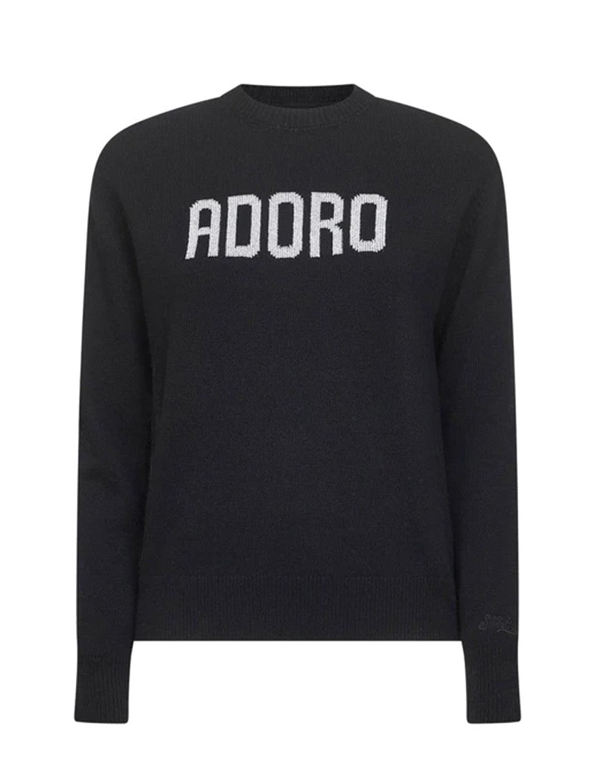 Mc2 Saint Barth Contrasting Text Knit Sweater With Crew Neckline