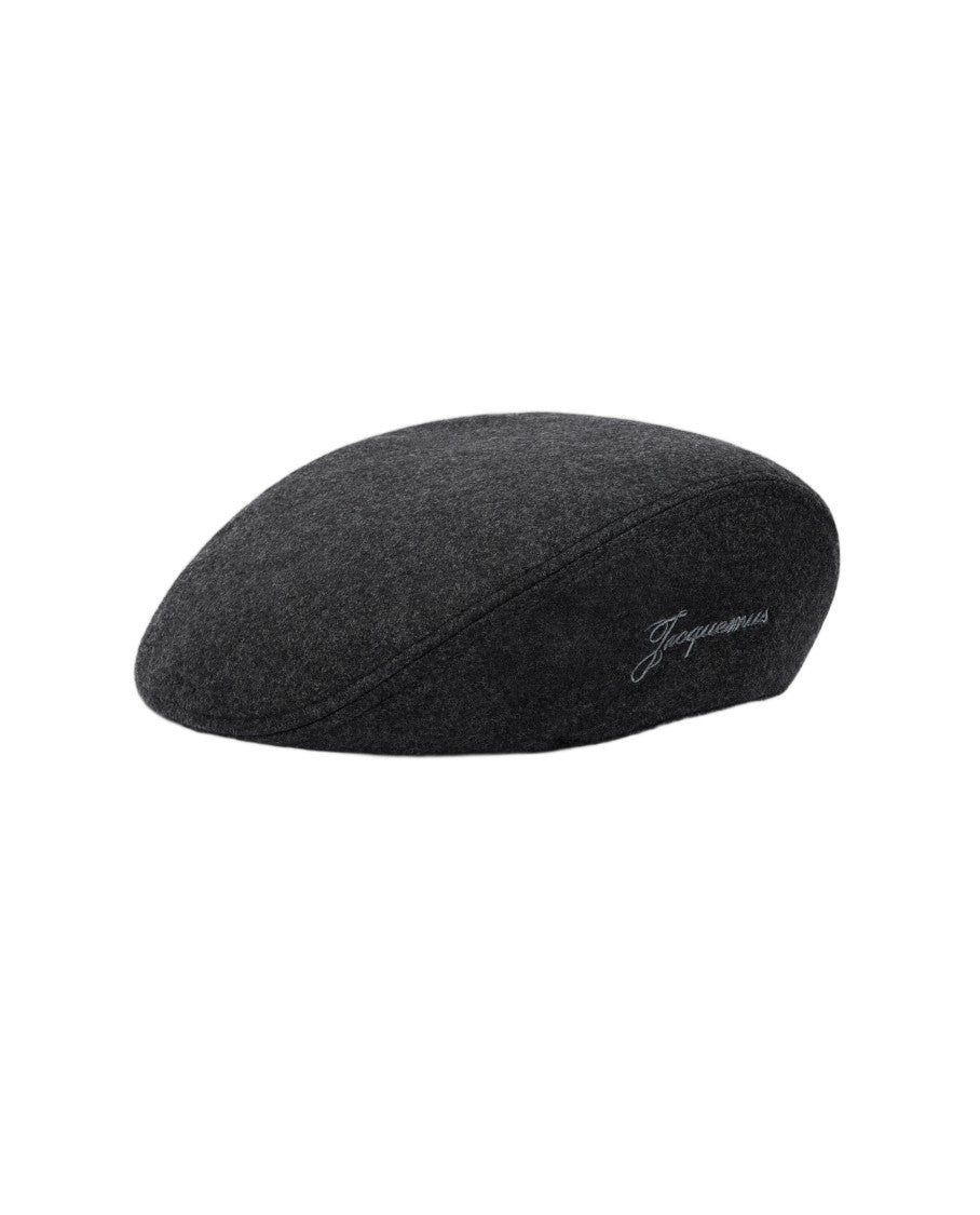 Jacquemus Dark Grey Le Beret Valerie Virgin Wool Flat Beret
