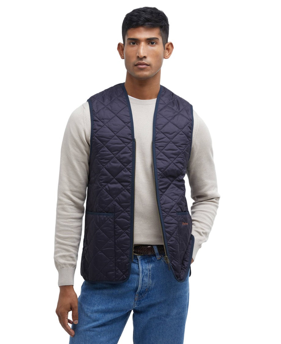 Barbour Quilted Navy Vest With Zip Closure
