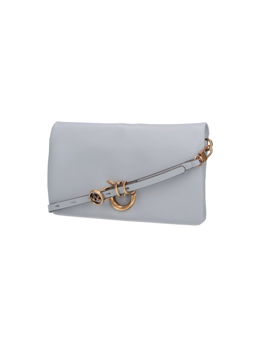Pinko Grey Love Click Calf Leather Bag