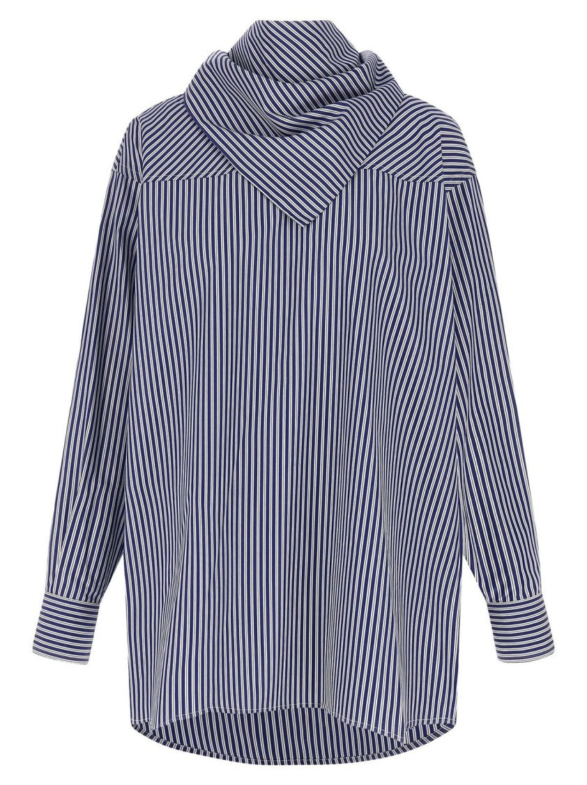 Ami Paris Bandana-Inspired Striped Blouse In Breathable Cotton