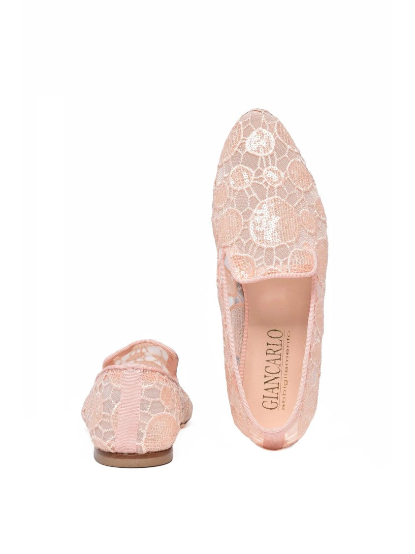 Giancarlo Abbigliamento Pink Sequin Mesh Flats
