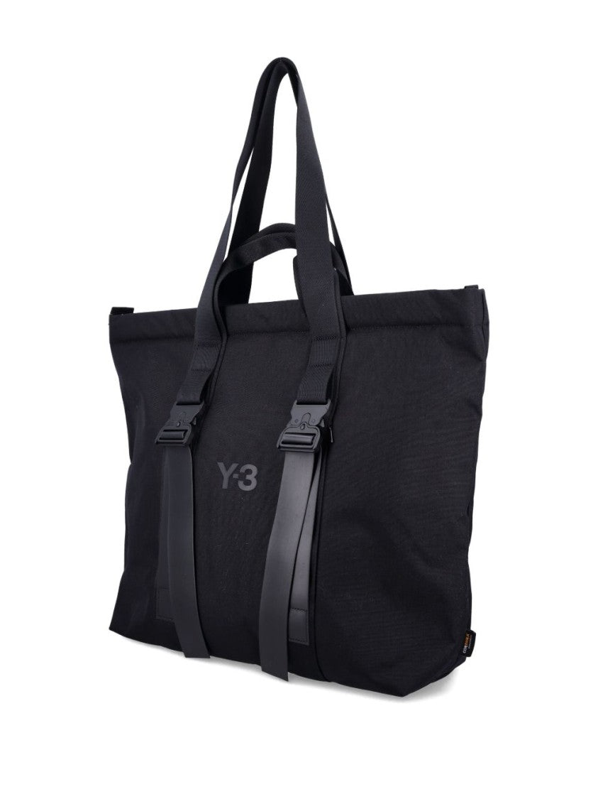Y-3 Spacious Tote Bag With Leather Straps And Embossed Logo