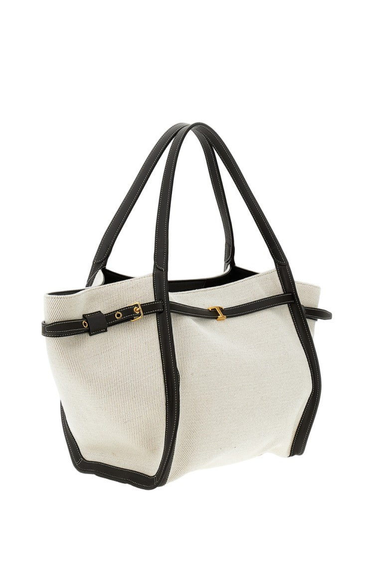 Tod's White Medium Fabric Shopping Bag