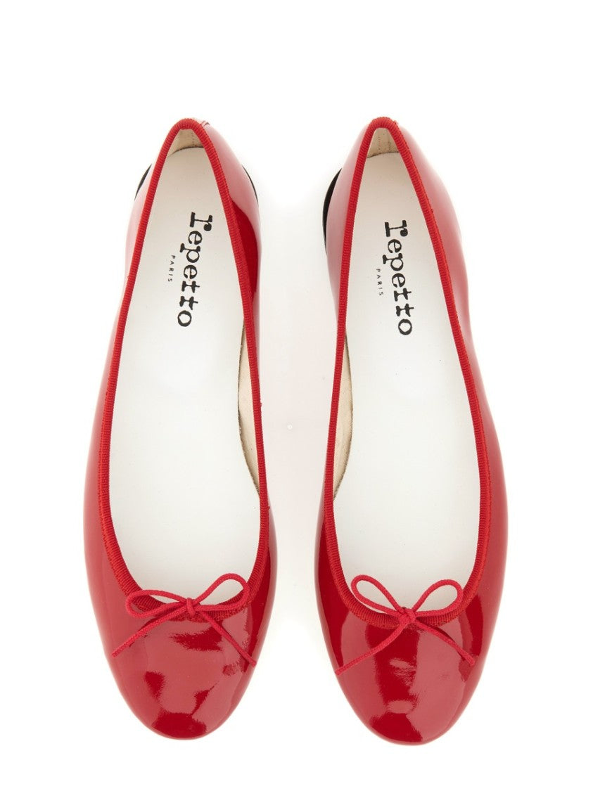 Repetto Glossy Red Ballerina Flats With Delicate Bow Detail