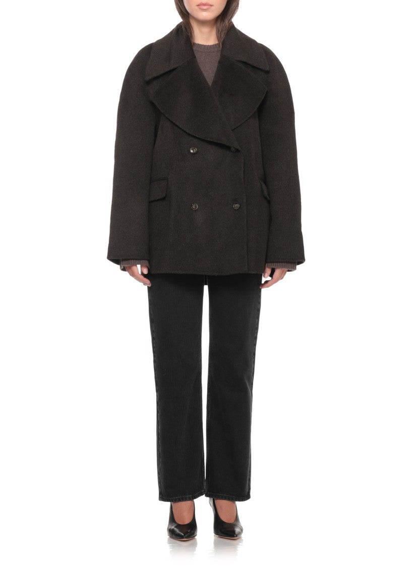 Loulou De Saison Brown Wide Lapels Double-Breasted Wool-Cashmere Jacket