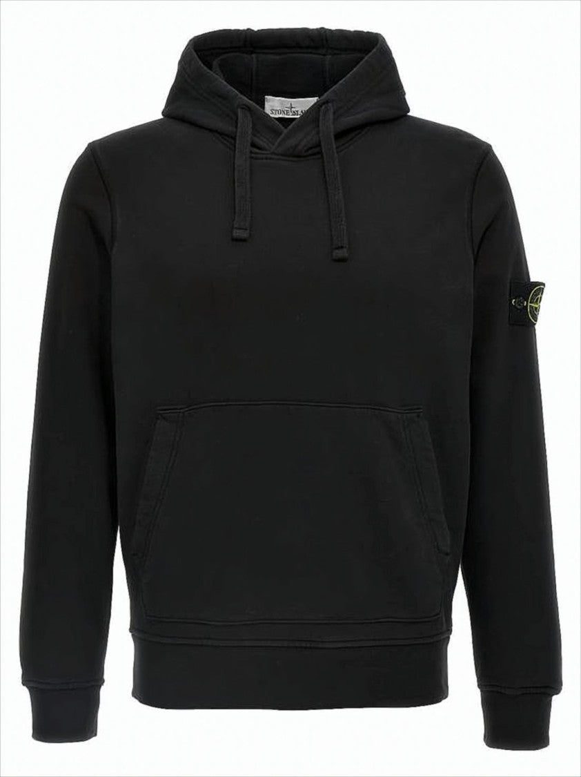 Stone Island Black Hoodie With Drawstring Hood