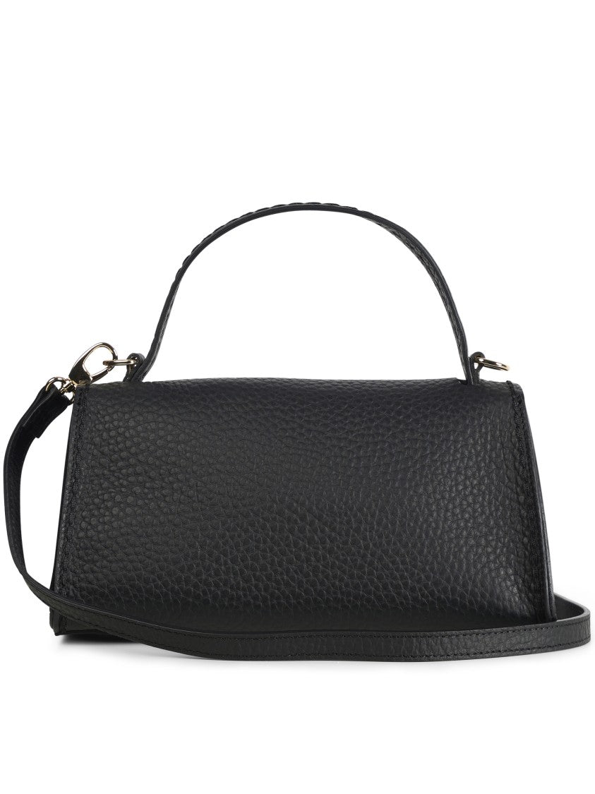 Visona` Black Queen Structured Textured Shoulder Bag
