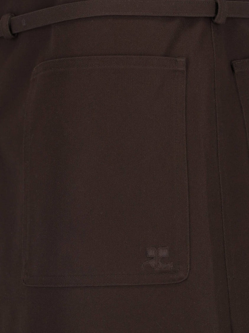 Courrèges Brown A-Line High Waist Shorts