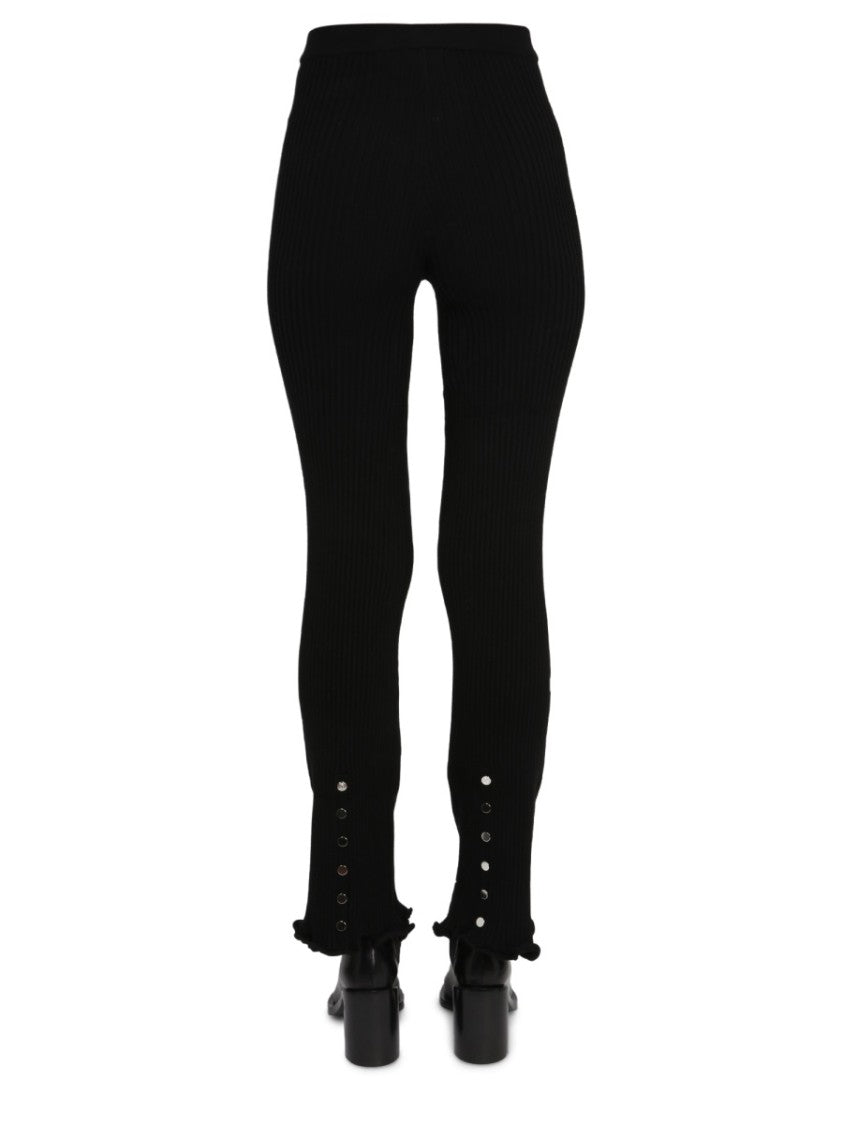Paco Rabanne Ribbed Flare Leggings With Elastic Waistband