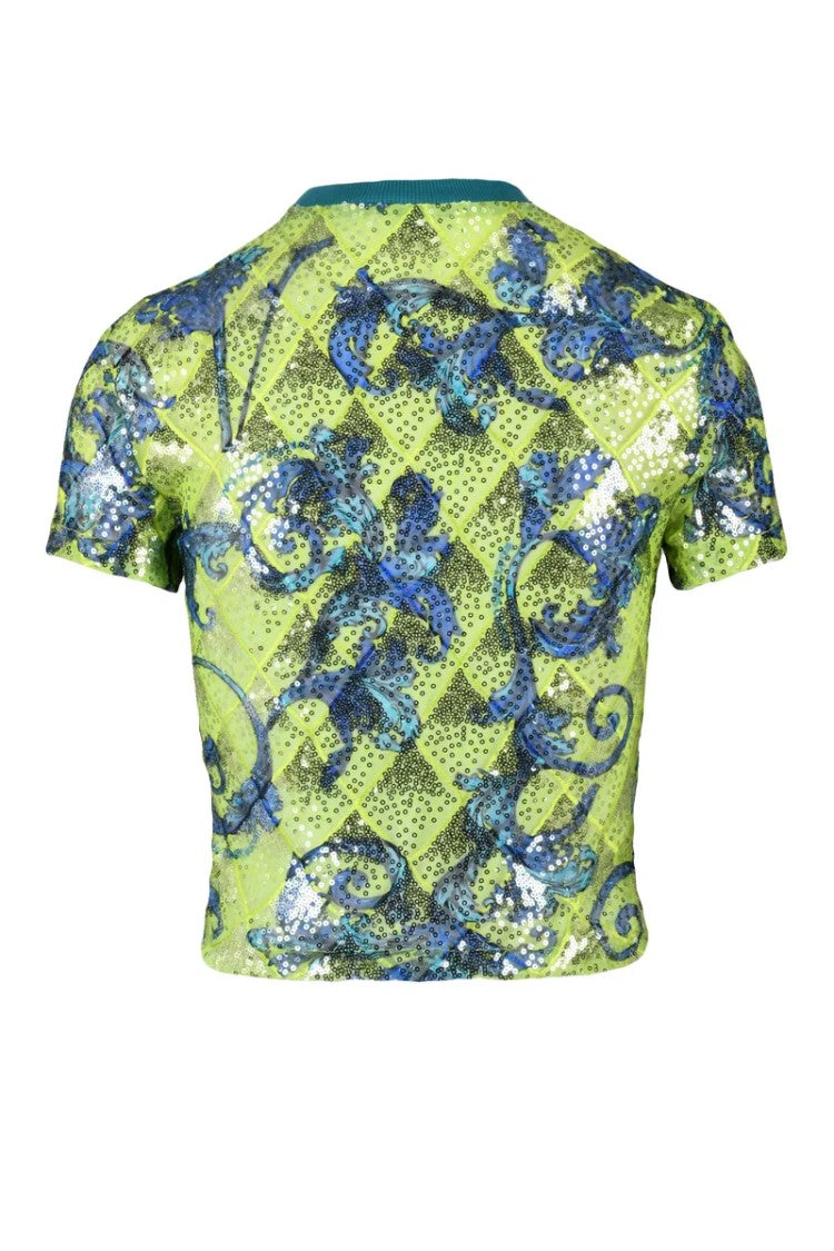 Versace Jeans Couture Cropped Tulle T-Shirt - Green