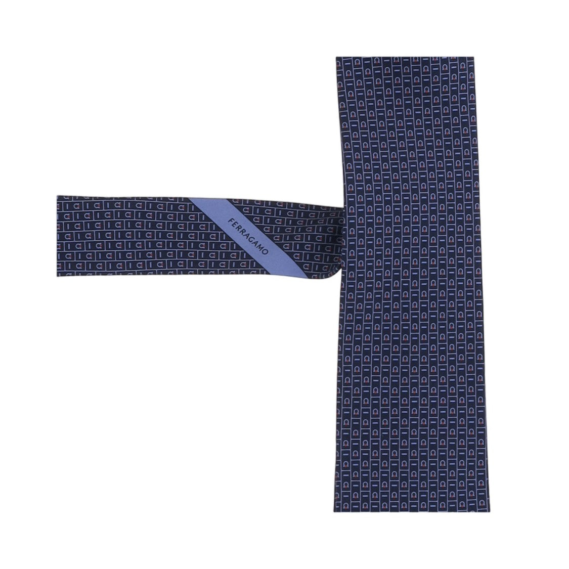 Salvatore Ferragamo Navy Patterned Silk Tie