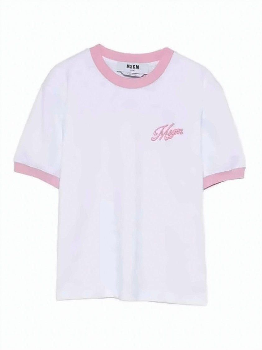 Msgm Short-Sleeved T-Shirt With Embroidered Logo