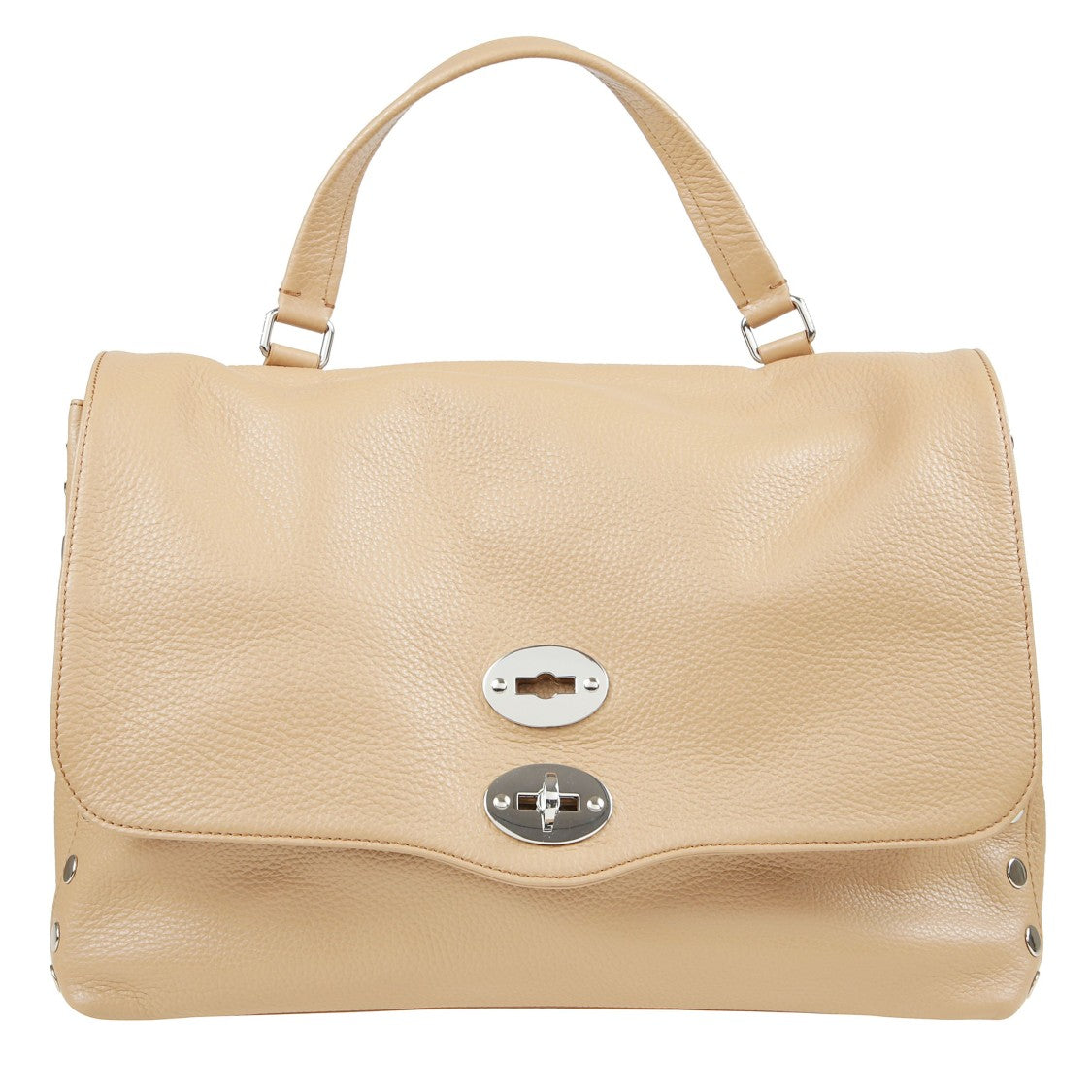Zanellato Hammered Leather Handbag With Double Turn-Lock Closure