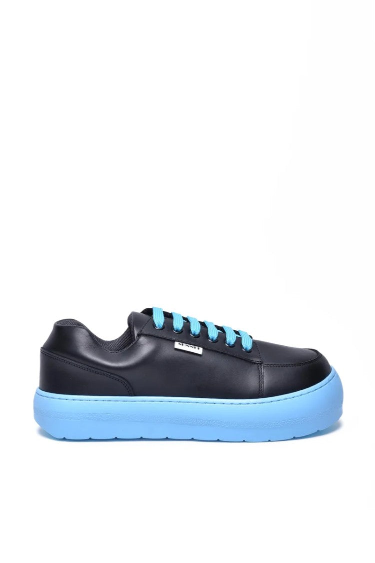 Sunnei Leather Sneaker - Black/Light Blue