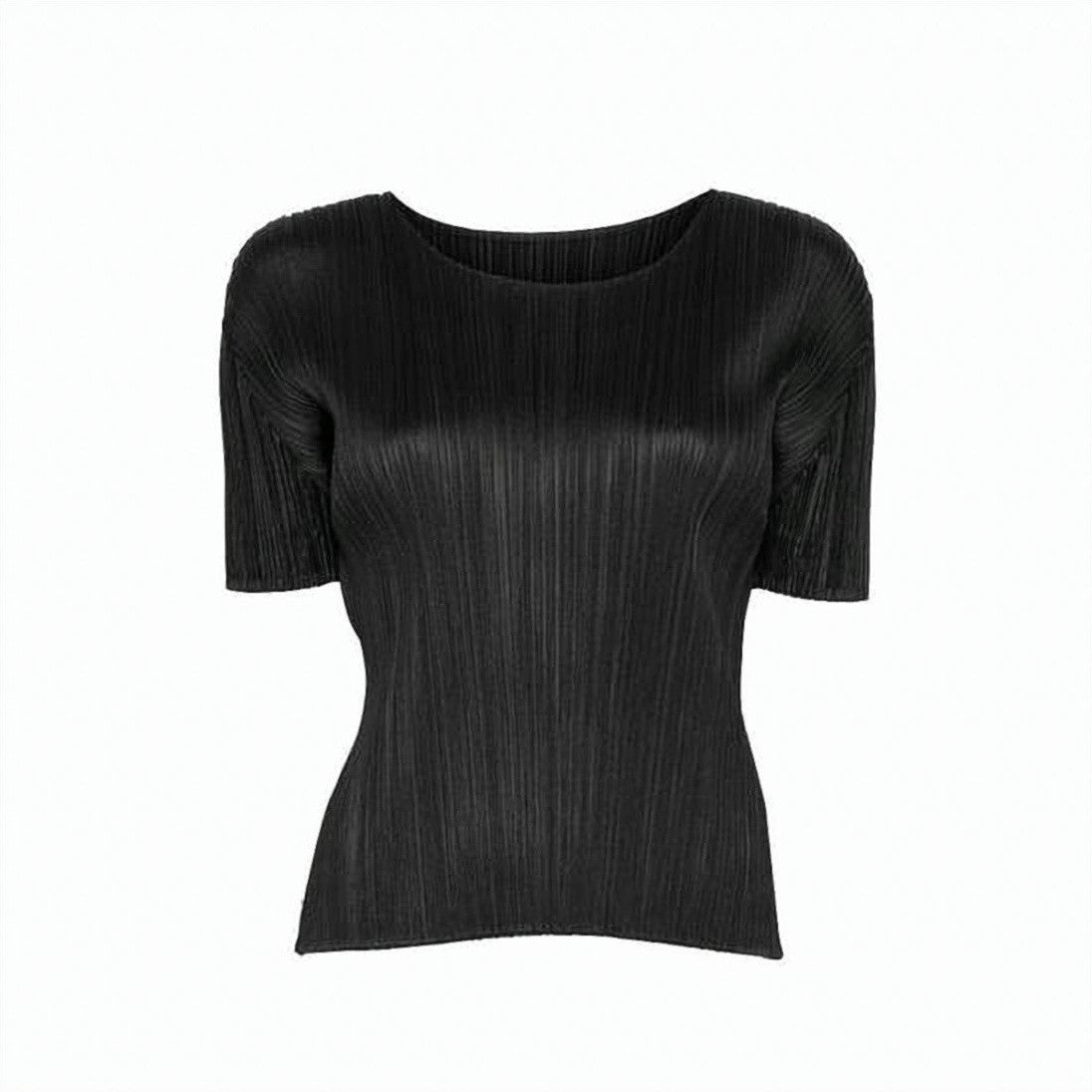 Pleats Please Fitted Short-Sleeve Top With Vertical Pleats